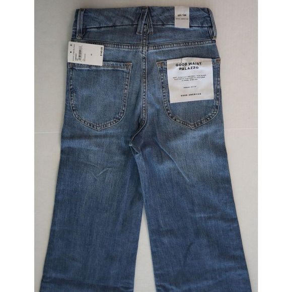 Good American GWP255T Women's Sz 00/24 Indigo Blue Good Waist Palazzo Jeans $149 - Picture 8 of 10